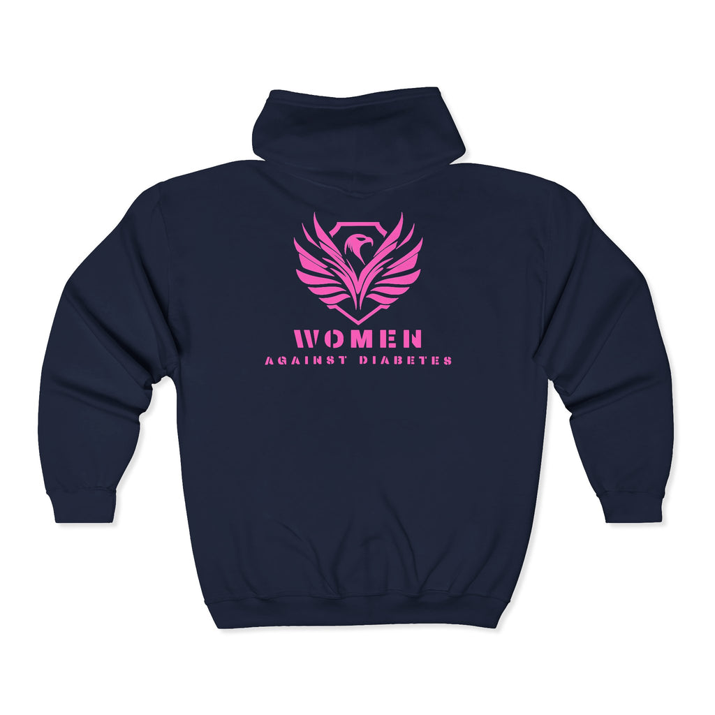 Women Against Diabetes Zip Hoodie — Pink Ribbon Empowerment Jacket