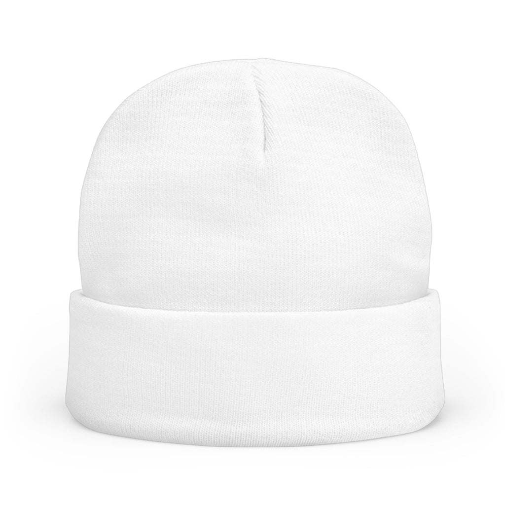 Embroidered Crest Knit Beanie — Pink Logo Winter Hat