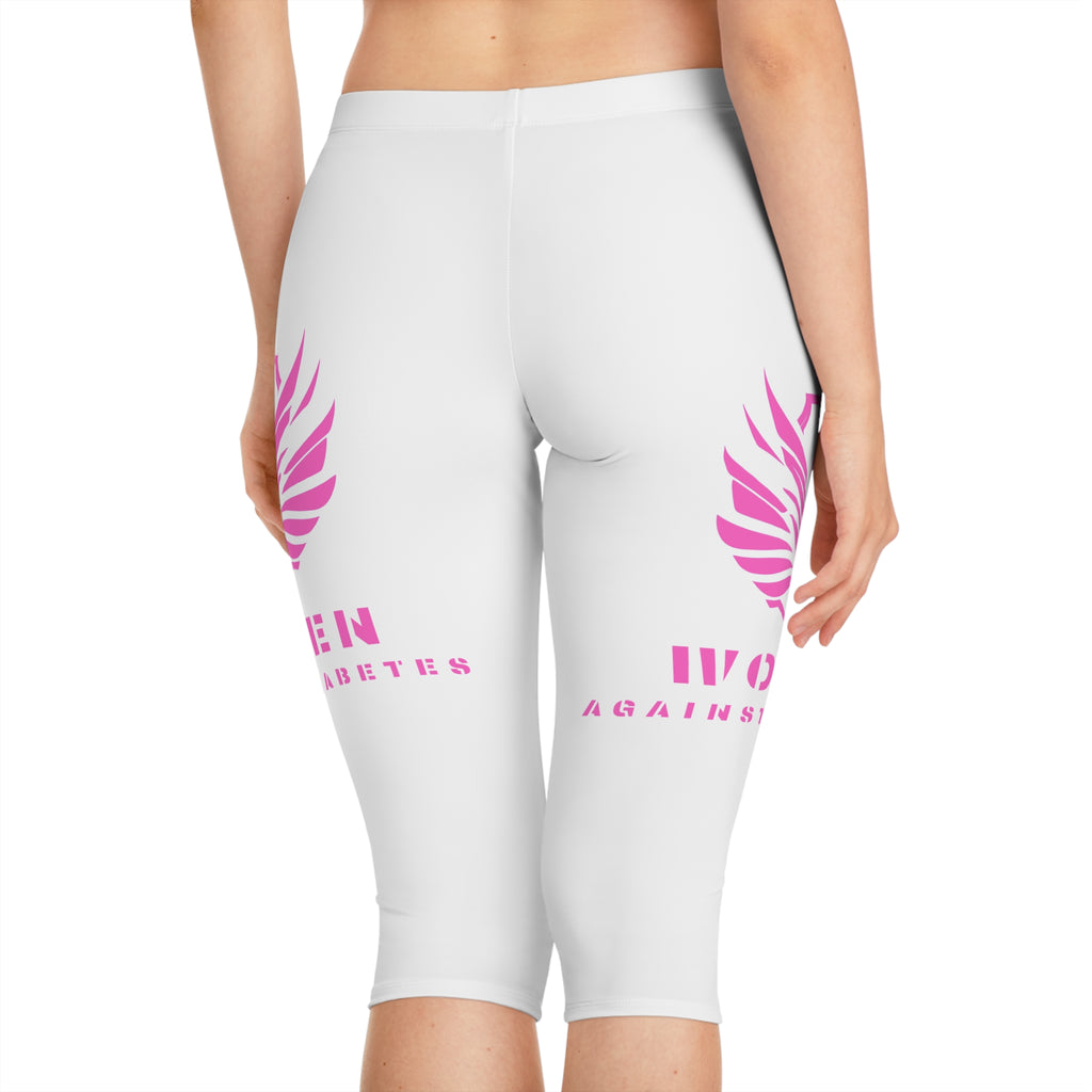 Women’s Capri Leggings — Women Against Diabetes Pink Ribbon Design