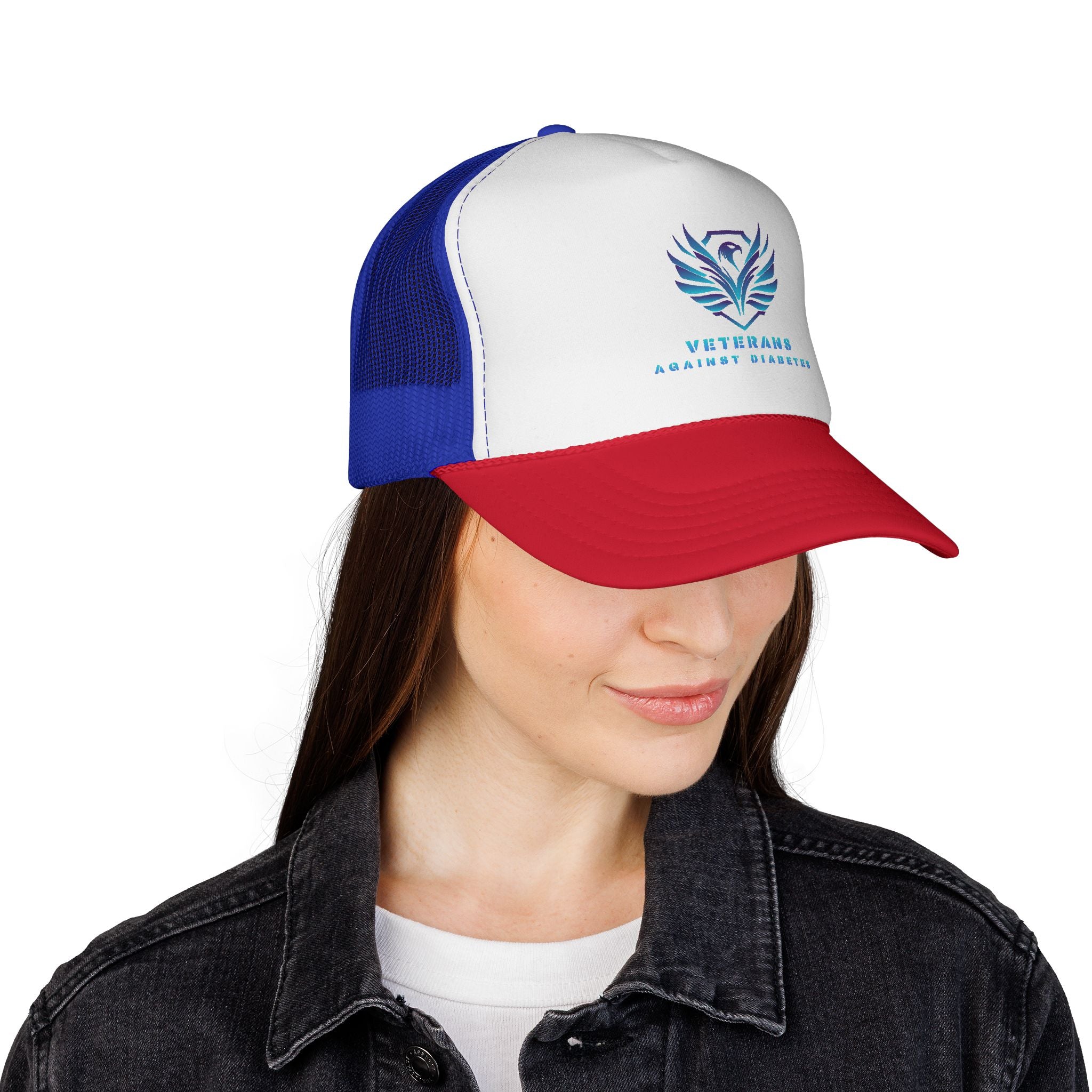 Veterans Against Diabetes Trucker Cap — Patriotic Awareness Mesh Hat