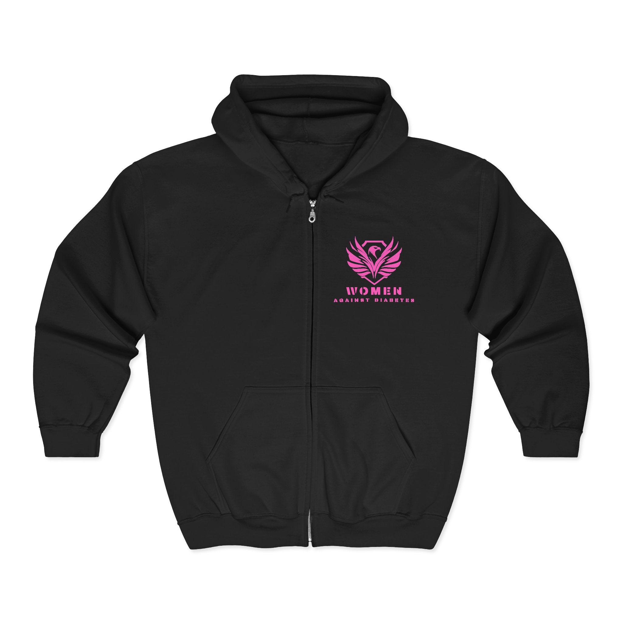 Women Against Diabetes Zip Hoodie — Pink Ribbon Empowerment Jacket