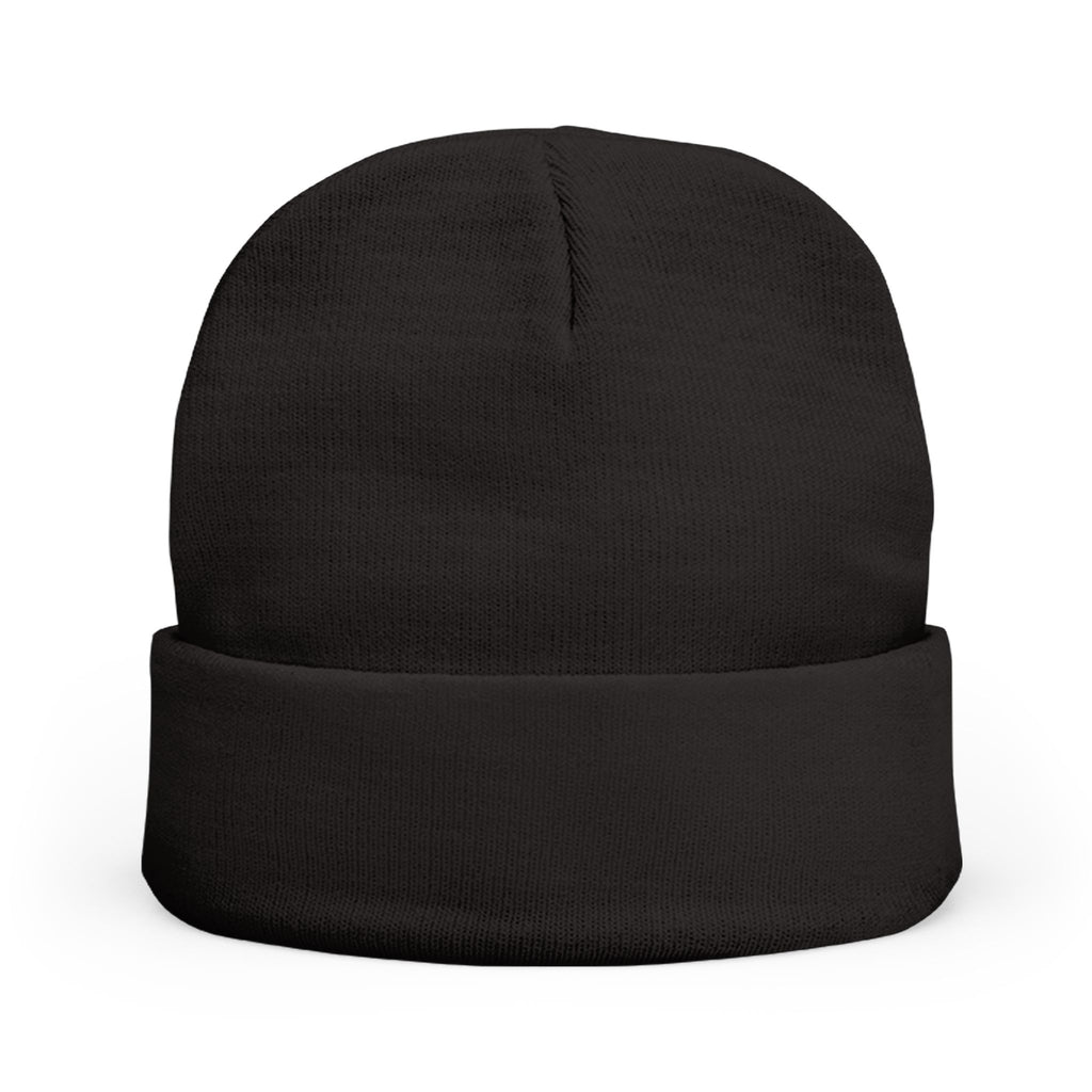 Embroidered Crest Knit Beanie — Pink Logo Winter Hat