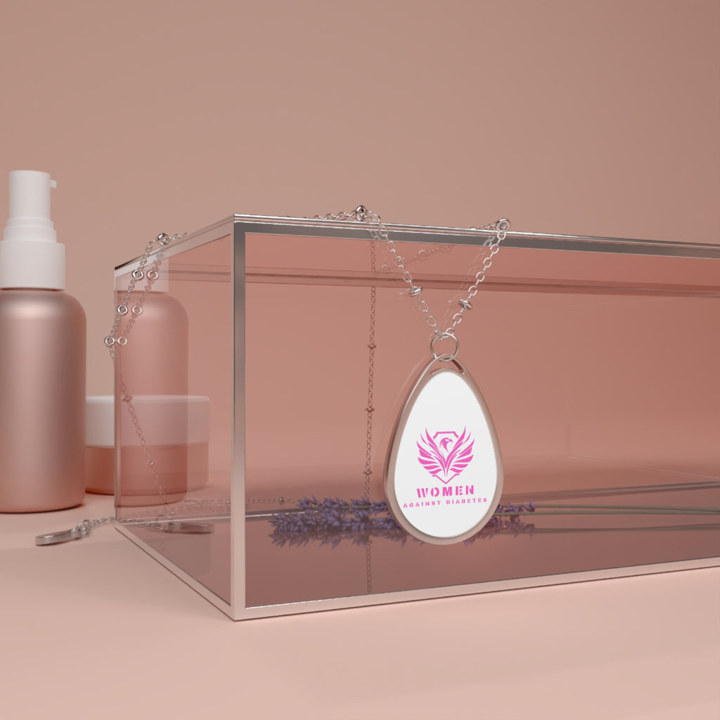 Oval Pendant Necklace — Pink 'Women' Phoenix Logo Charm, Inspirational Jewelry