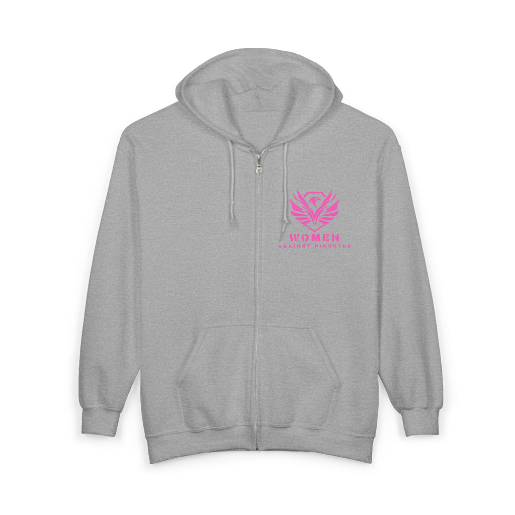 Women Against Diabetes Zip Hoodie — Pink Ribbon Empowerment Jacket