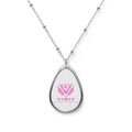 Oval Pendant Necklace — Pink 'Women' Phoenix Logo Charm, Inspirational Jewelry