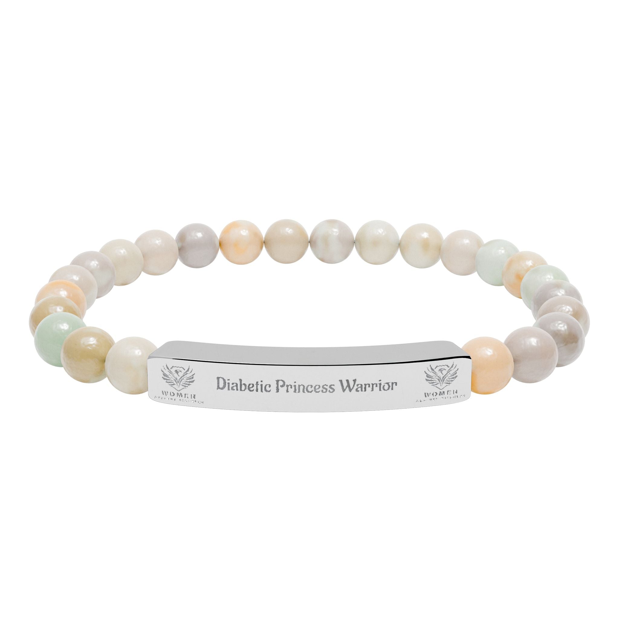 Engravable Natural Stone Bar Bracelet — Custom Message Beaded Bracelet