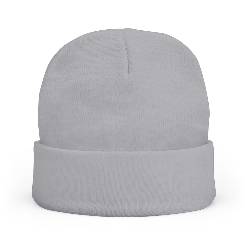 Embroidered Crest Knit Beanie — Pink Logo Winter Hat