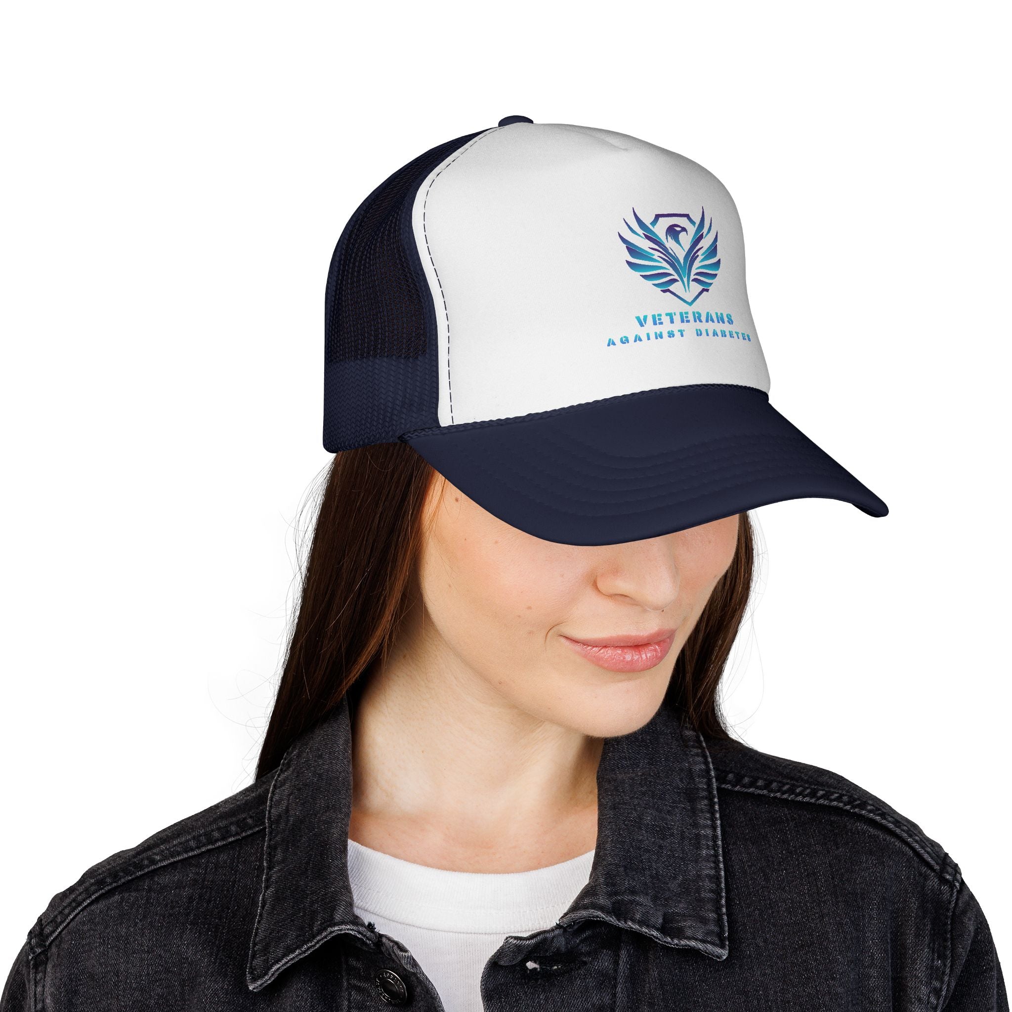 Veterans Against Diabetes Trucker Cap — Patriotic Awareness Mesh Hat