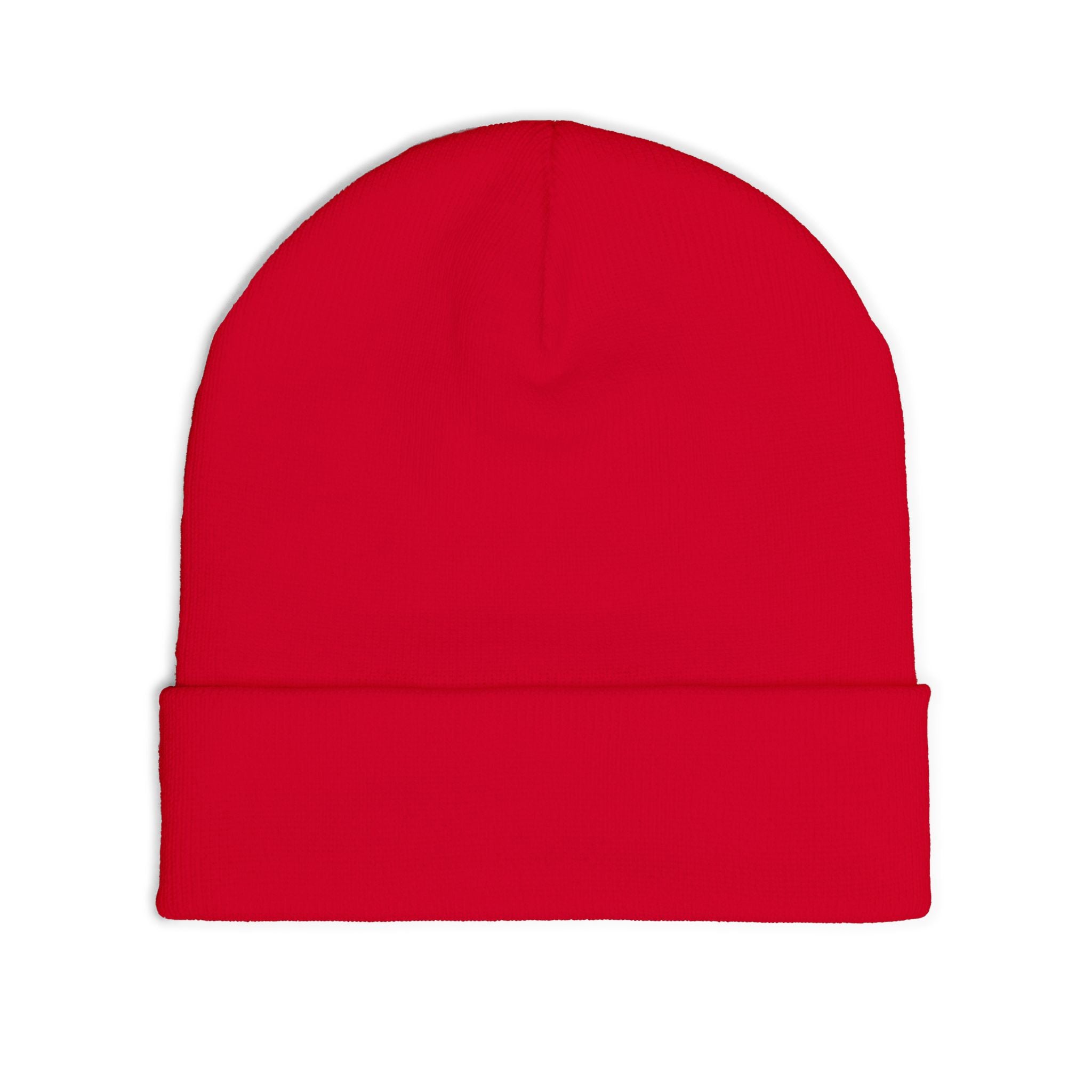 Embroidered Crest Knit Beanie — Pink Logo Winter Hat
