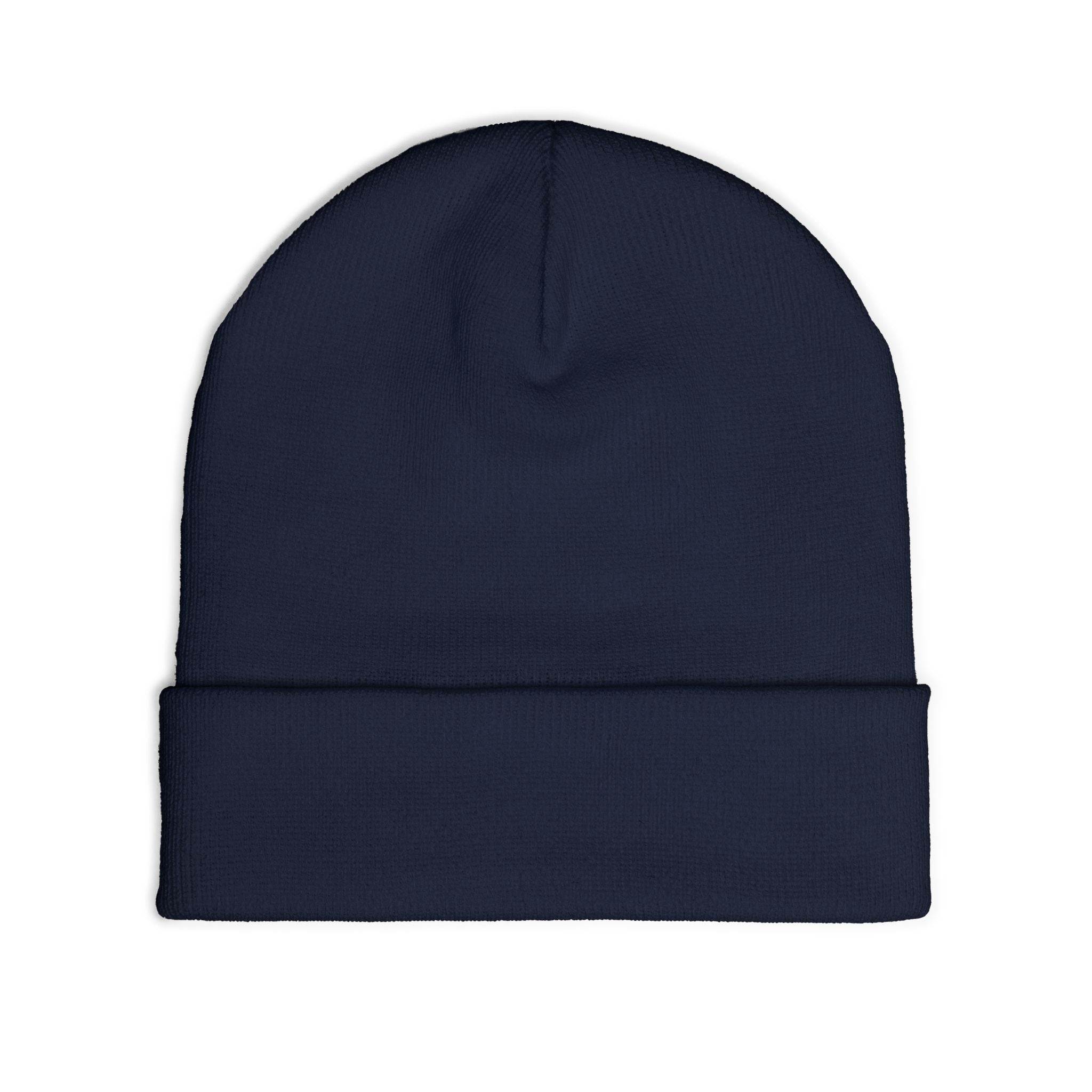 Embroidered Crest Knit Beanie — Pink Logo Winter Hat