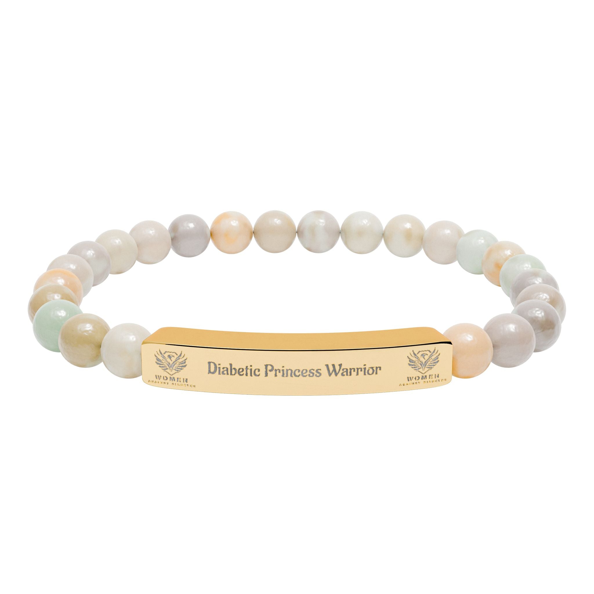 Engravable Natural Stone Bar Bracelet — Custom Message Beaded Bracelet