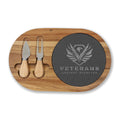 Engraved Veterans Charcuterie Board with Slate Insert & Cheese Knives