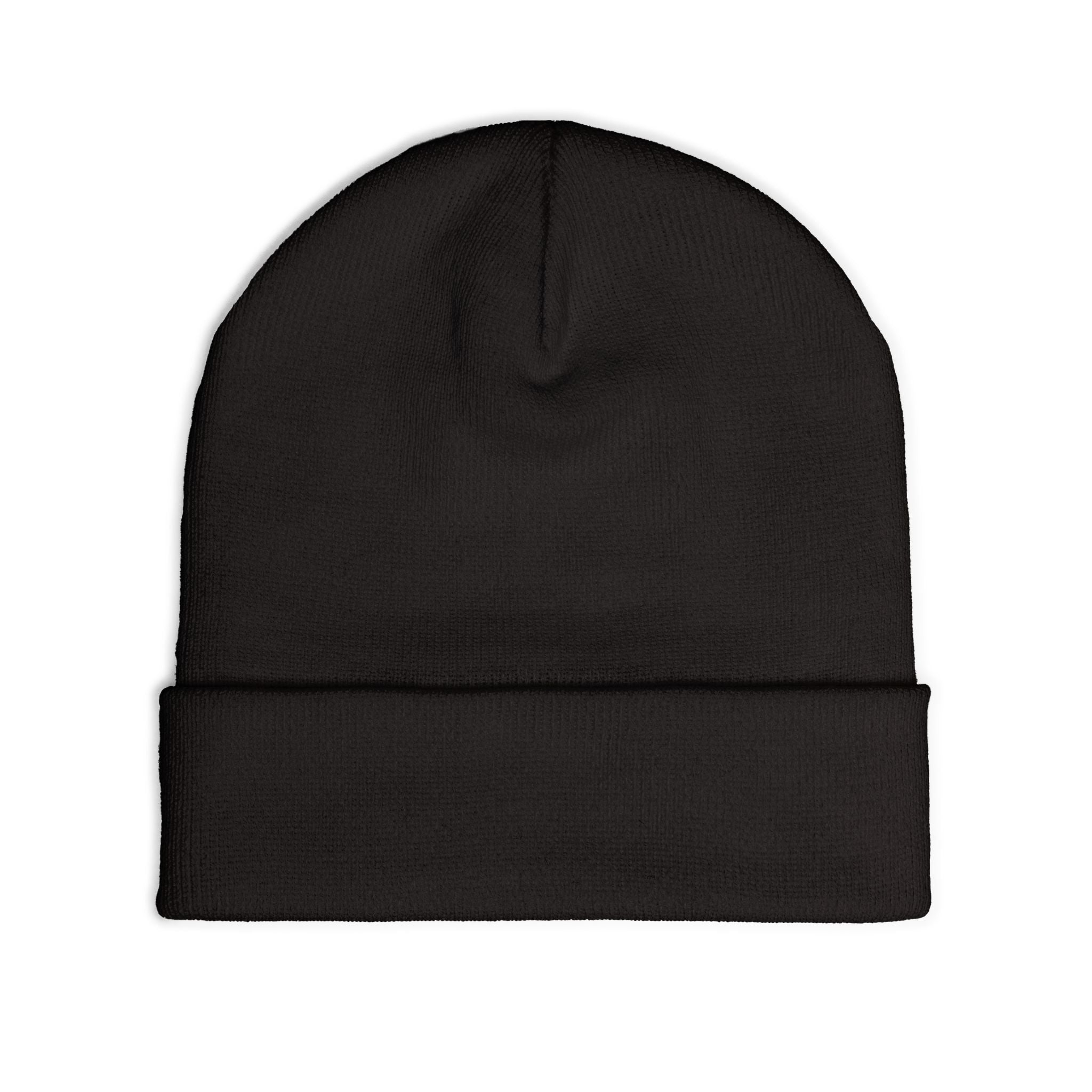 Embroidered Crest Knit Beanie — Pink Logo Winter Hat