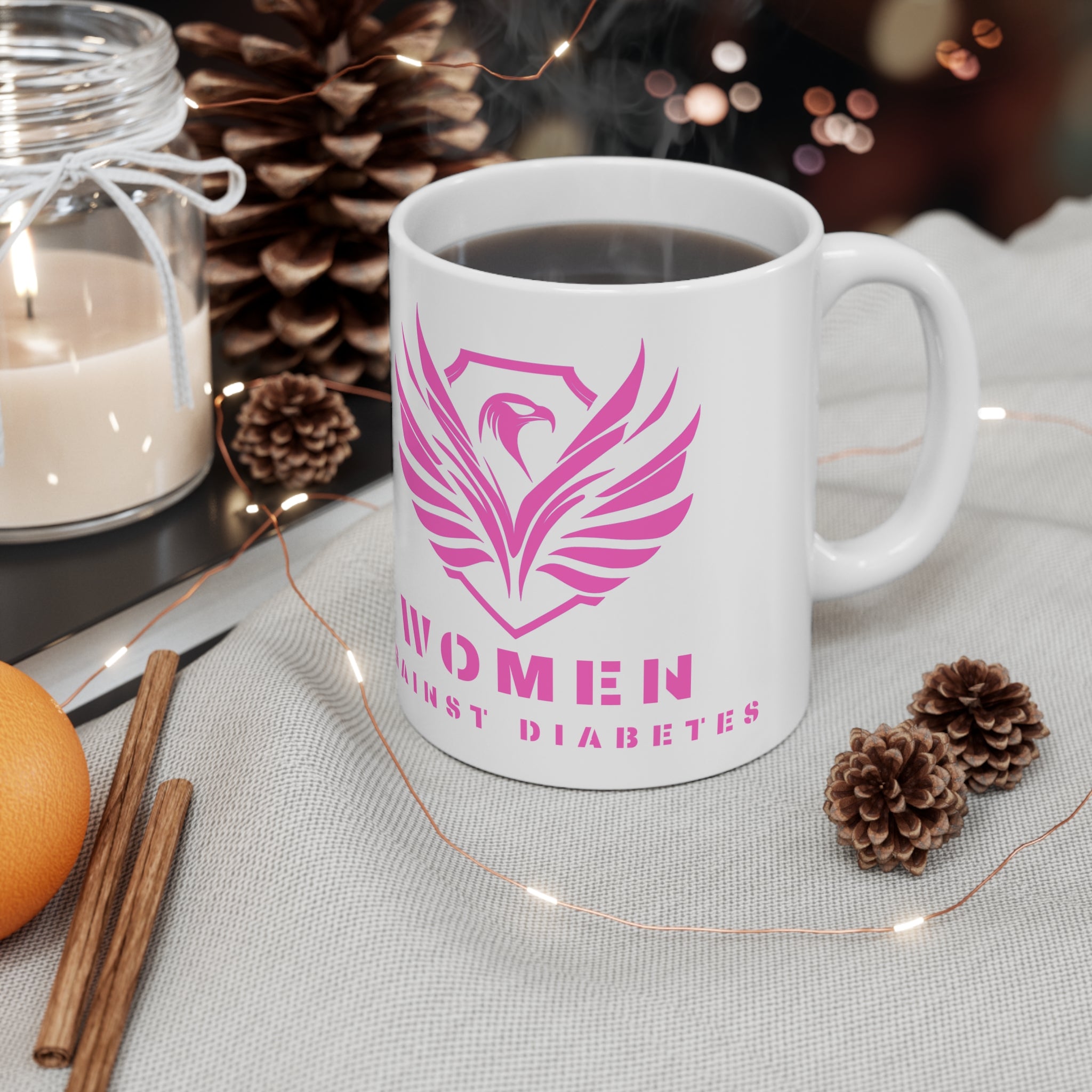 Women Against Diabetes Ceramic Coffee Mug — Pink Awareness 11oz & 15oz