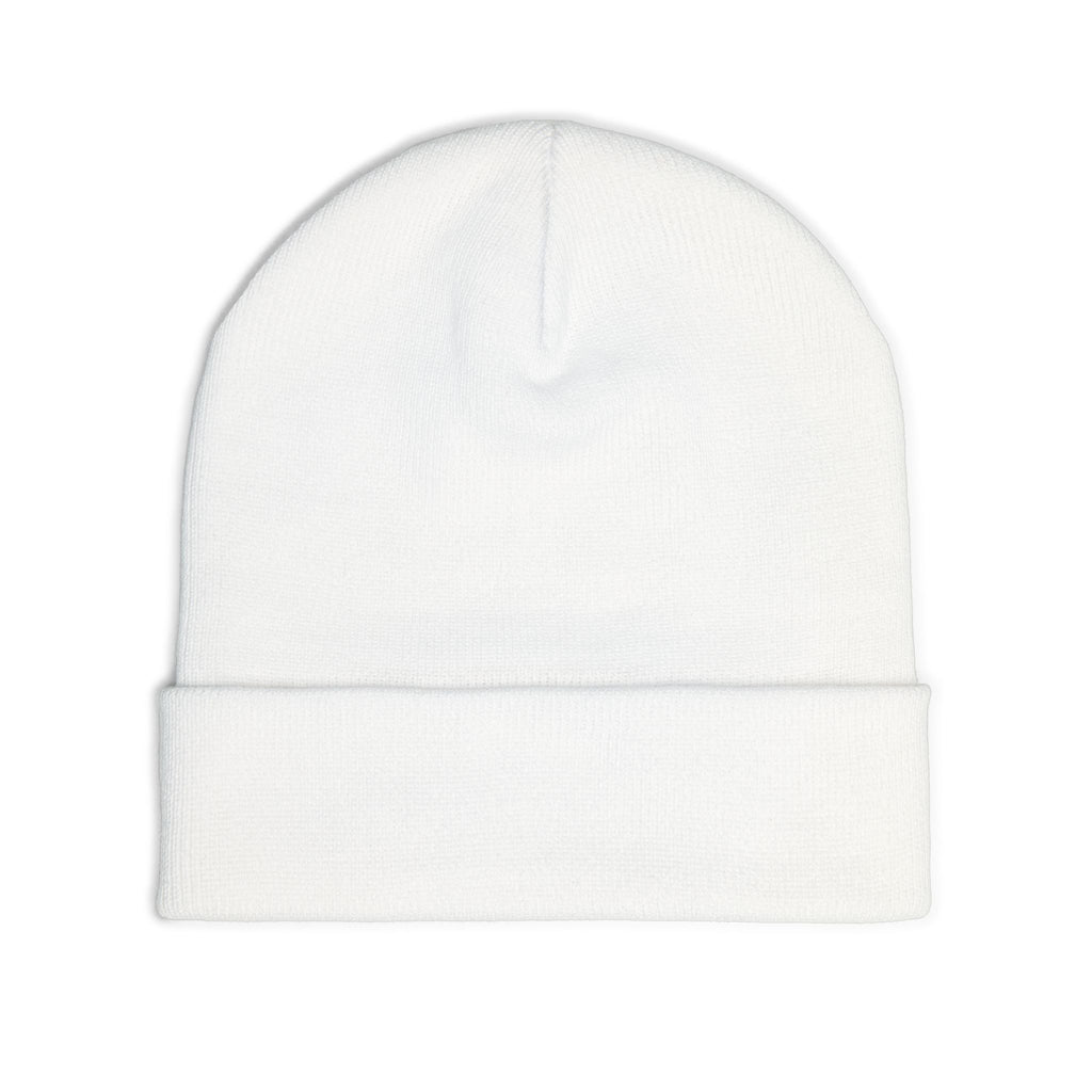 Embroidered Crest Knit Beanie — Pink Logo Winter Hat