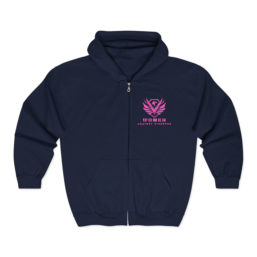 Women Against Diabetes Zip Hoodie — Pink Ribbon Empowerment Jacket