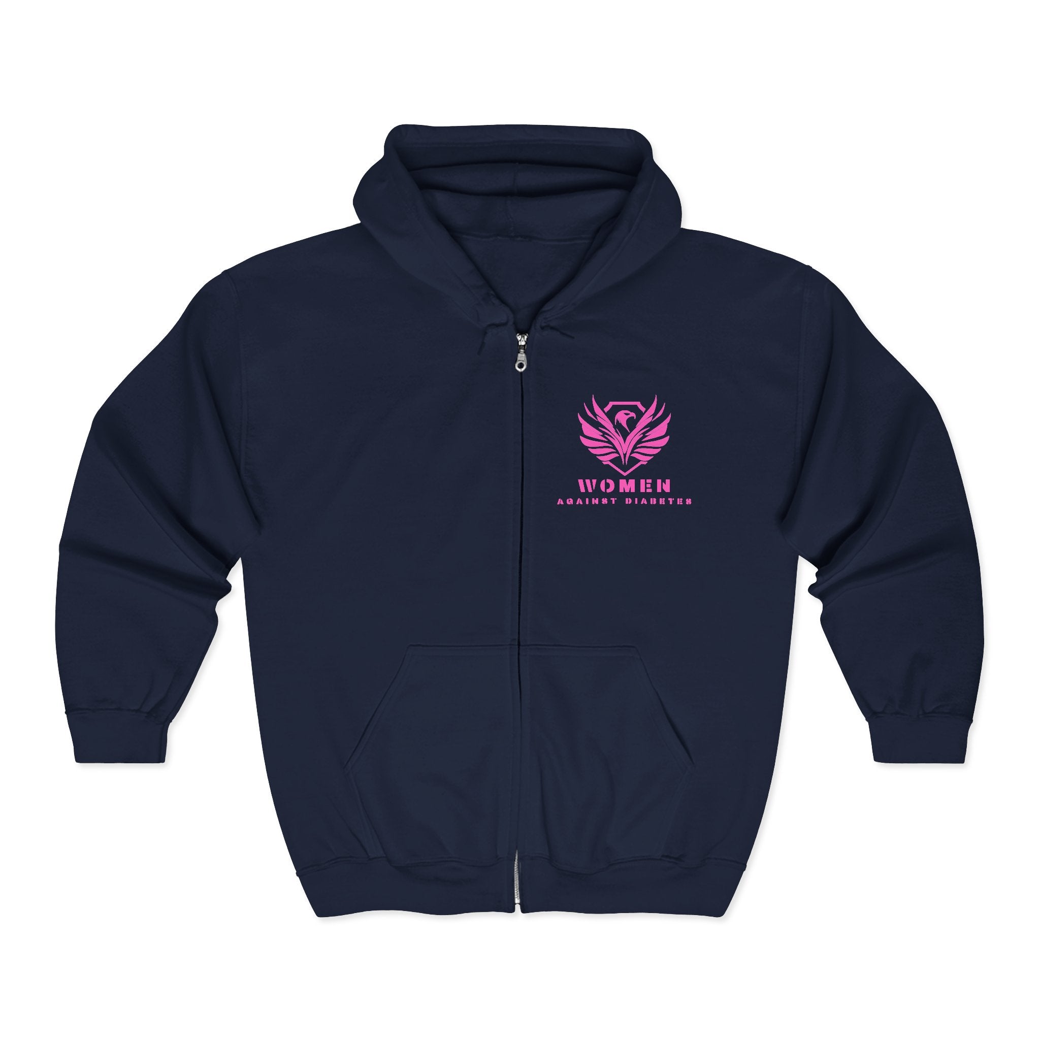 Women Against Diabetes Zip Hoodie — Pink Ribbon Empowerment Jacket