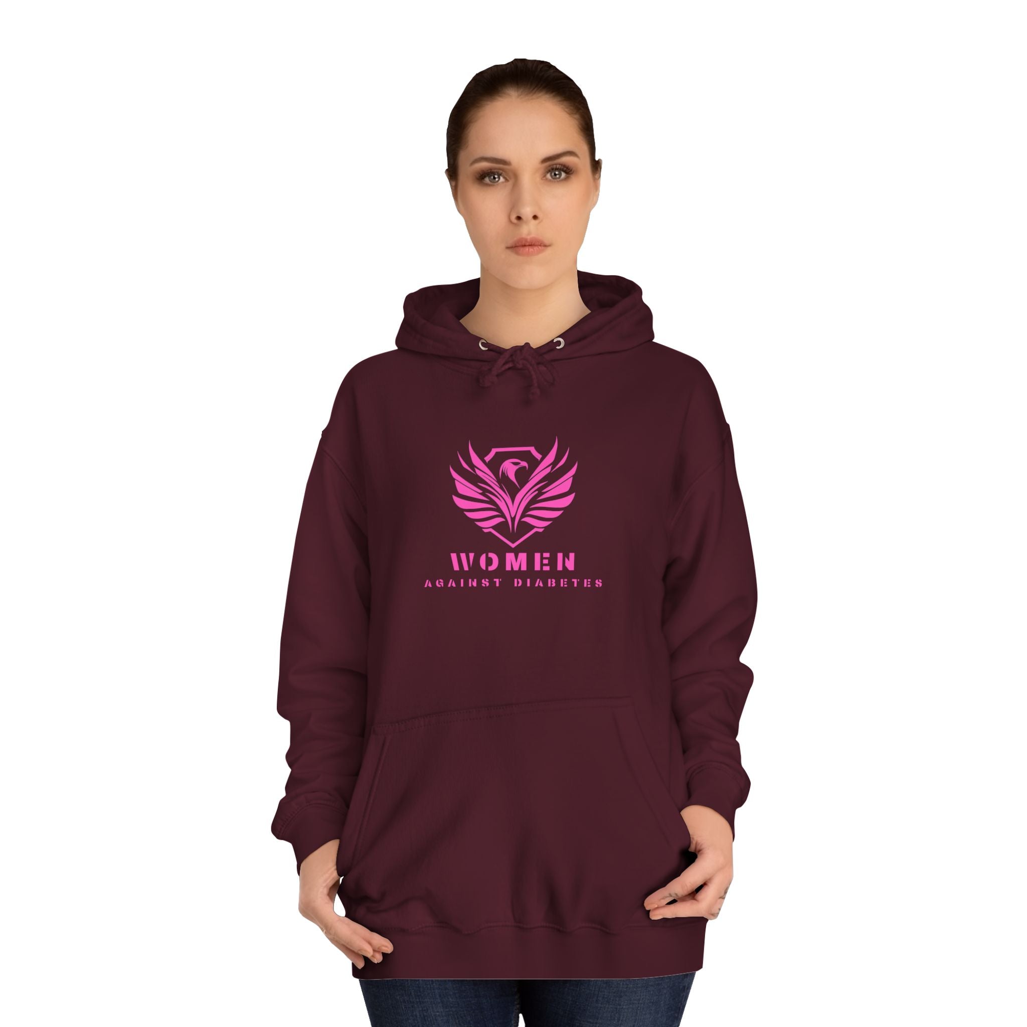 Women Empowerment Hoodie — Pink Phoenix Logo College Sweatshirt