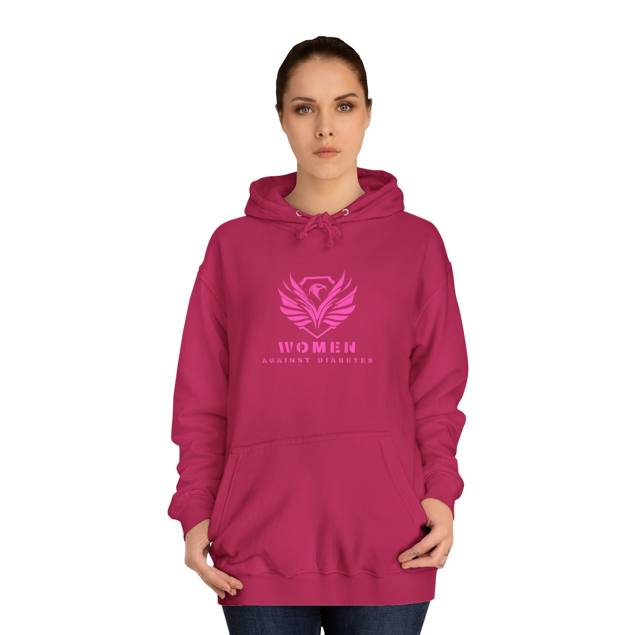 Women Empowerment Hoodie — Pink Phoenix Logo College Sweatshirt