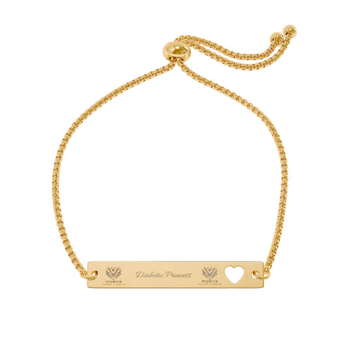 Adjustable Flat Cutout Heart Bar Bracelet (Engraving)