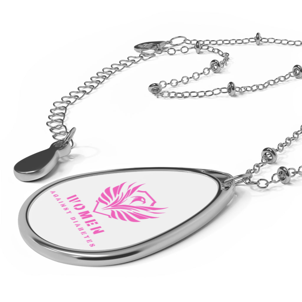 Oval Pendant Necklace — Pink 'Women' Phoenix Logo Charm, Inspirational Jewelry