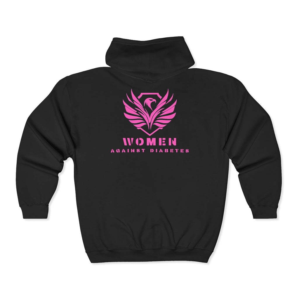 Women Against Diabetes Zip Hoodie — Pink Ribbon Empowerment Jacket