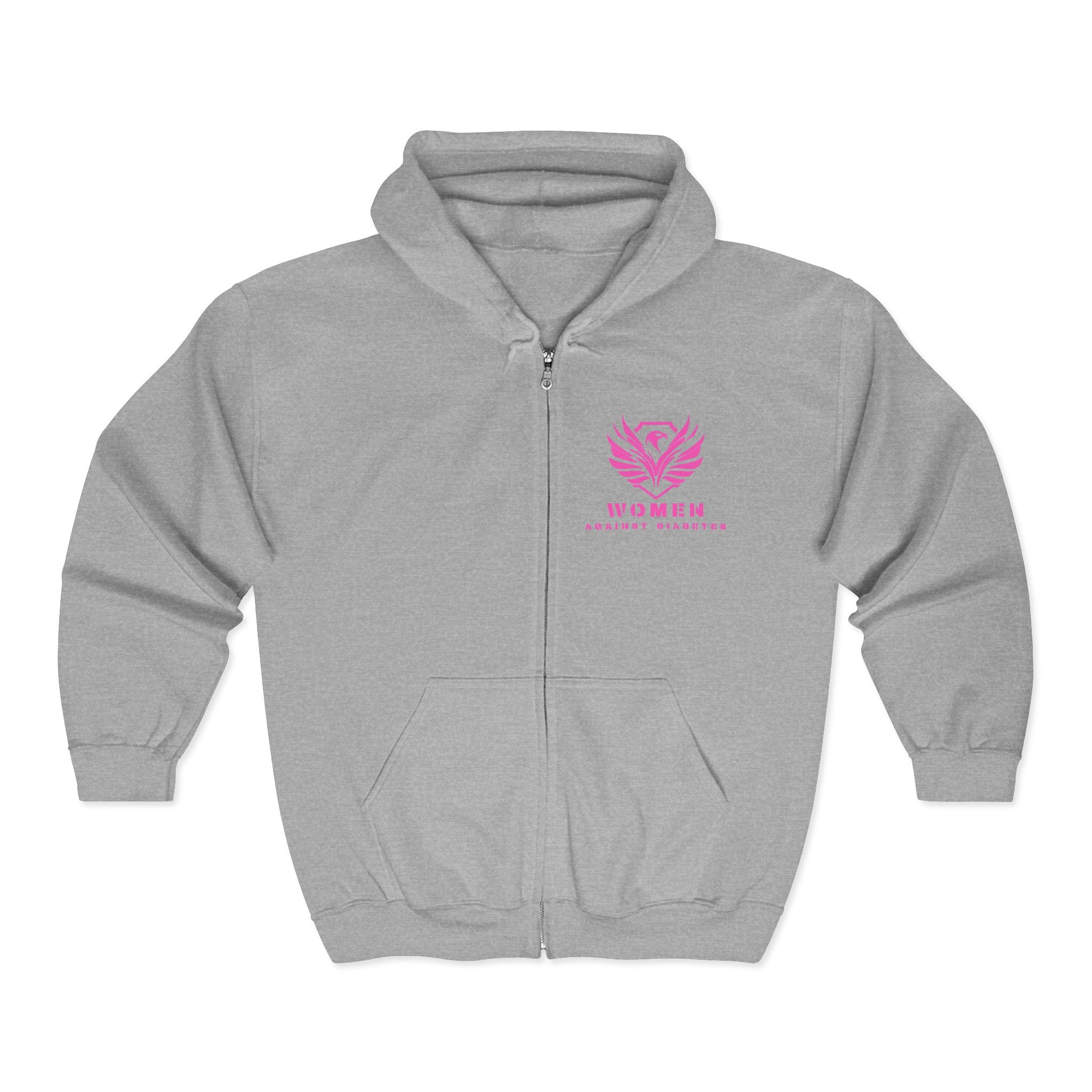 Women Against Diabetes Zip Hoodie — Pink Ribbon Empowerment Jacket